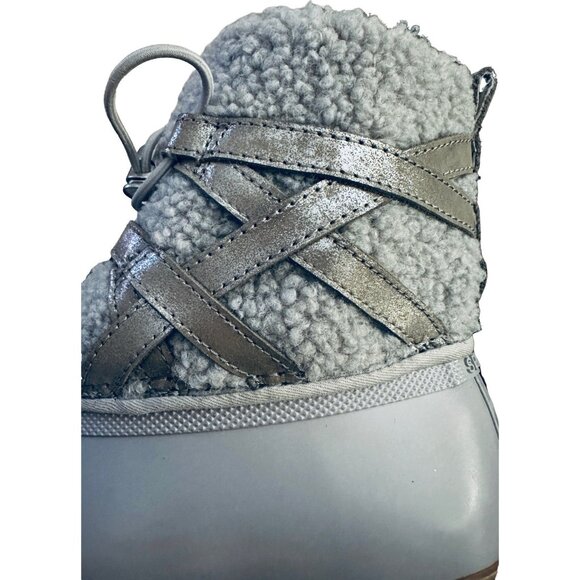 NEW SPERRY Grey Faux Fur Lined Winter Duck Boots Size 9 - Picture 4 of 8
